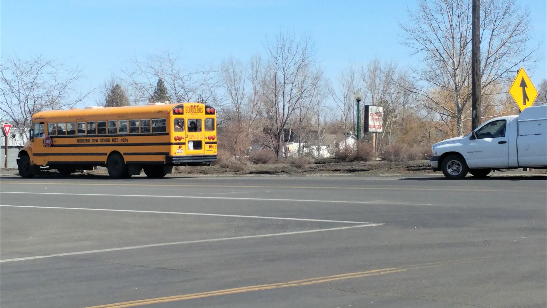 No injuries reported in minor bus versus pickup crash Friday morning
